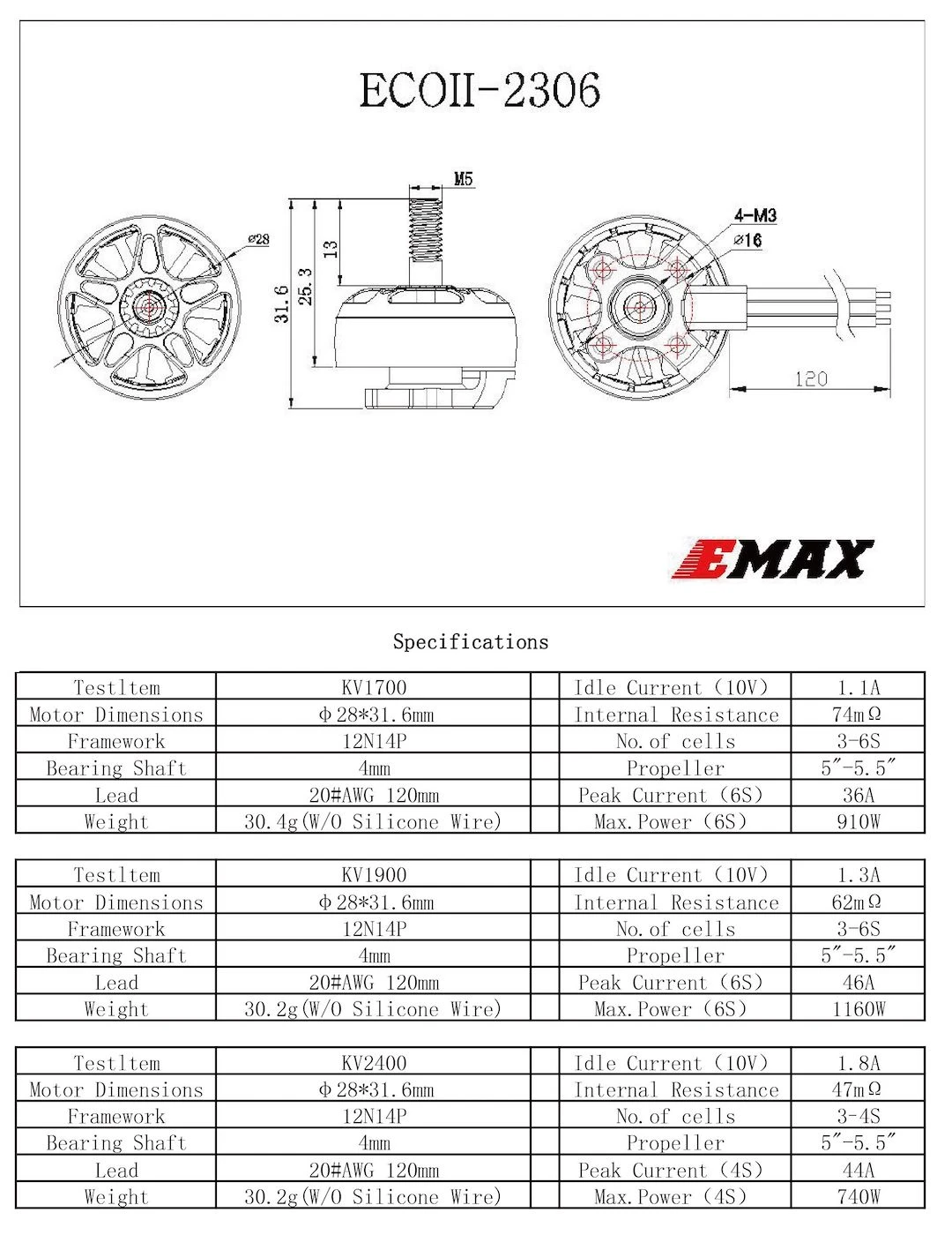 EMAX ECO II Series 2207 Motor