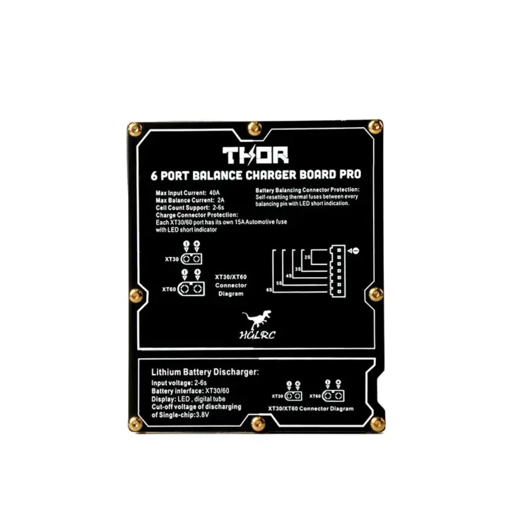 HGLRC Thor Pro Balance Charging Board XT30/XT60 w/ Integrated Discharger - 6 Ports - Image 3