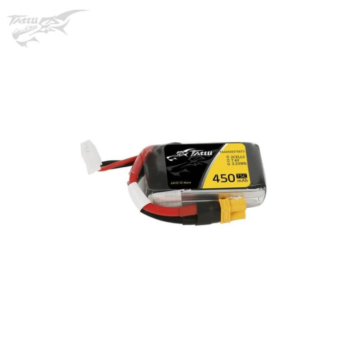 Tattu 450mAh 2S 75C 7.4V Lipo Battery Pack (XT30)