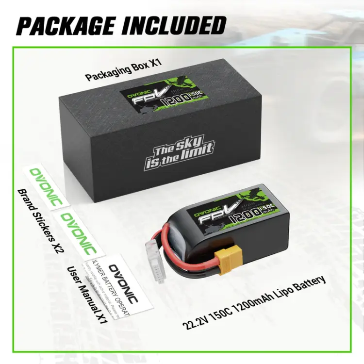 Ovonic 1200mAh 6S 22.2V 150C Lipo Battery with XT60 Plug