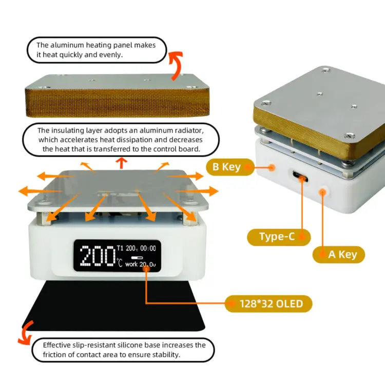 SEQURE T55 Smart Mini Temperature Adjustable Soldering Hot vPlate