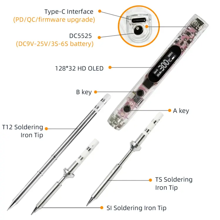 SEQURE SI012 Pro Max Portable OLED Soldering Iron (T12-BC2)