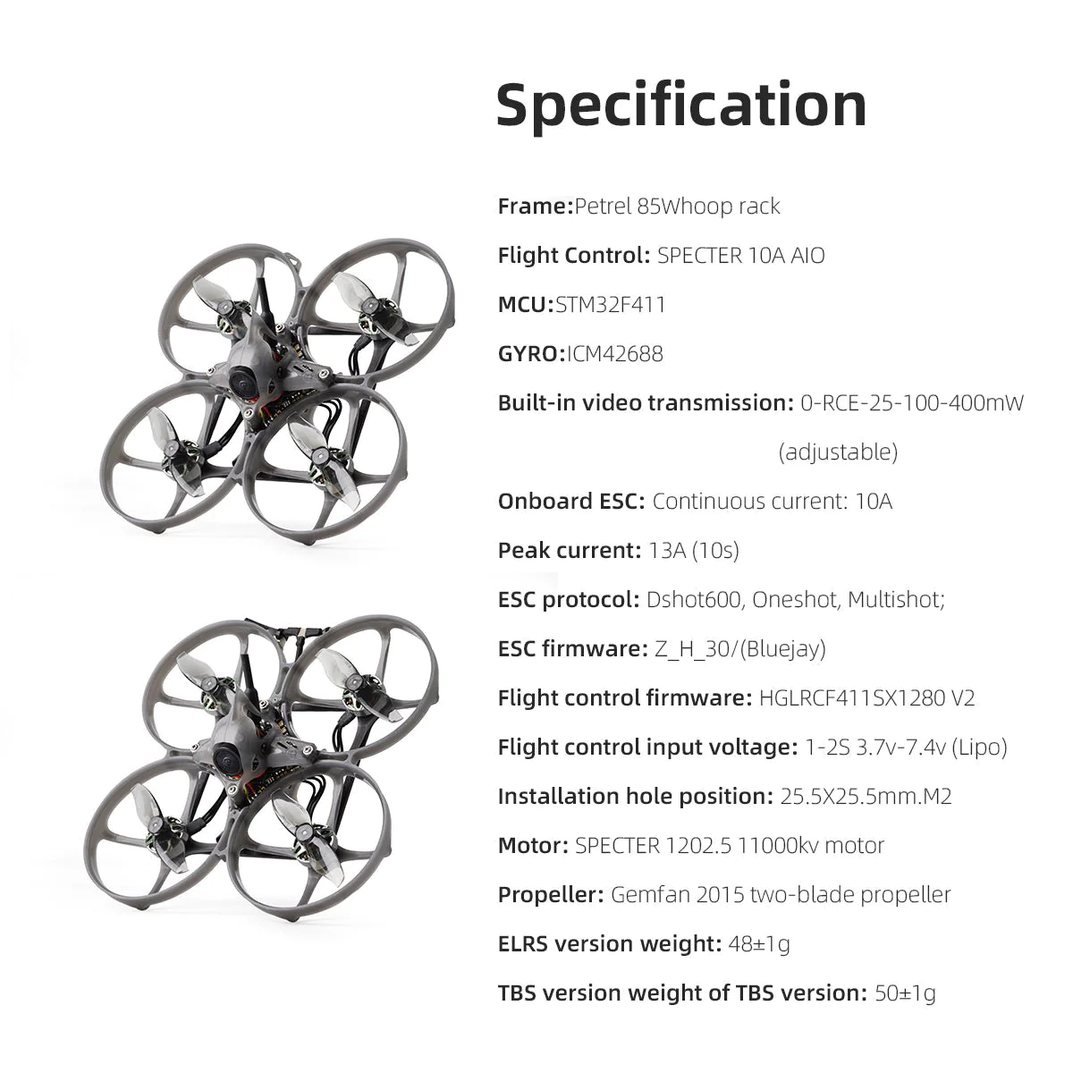HGLRC Petrel 85Whoop Brushless Motor Indoor FPV Drone Tinywhoop