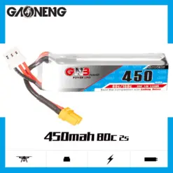 GAONENG GNB 450mAh 2S 7.4V 80C XT30 LiPo Battery Long Type