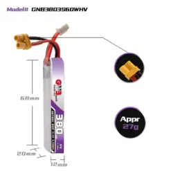 GNB LiHV 380mAh 3S 11.4V 60C XT30 LiPo Battery