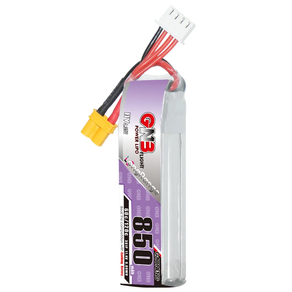 GAONENG GNB 3S 11.4V 850mAh 60C XT30 LiPo Battery (Long) - Image 4