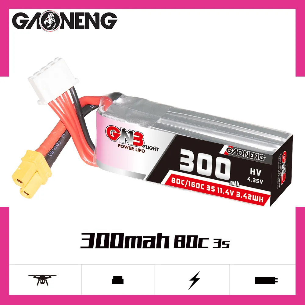 GNB LiHV 300mAh 3S 11.4V 80C XT30 LiPo Battery