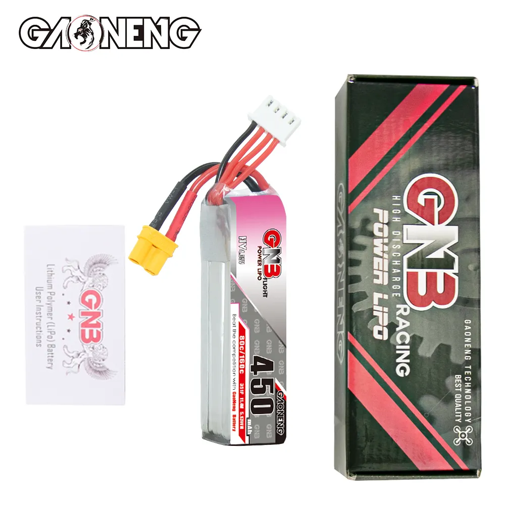 GAONENG GNB LiHV 450mAh 3S 11.4V 80C XT30 LiPo Battery Long Type