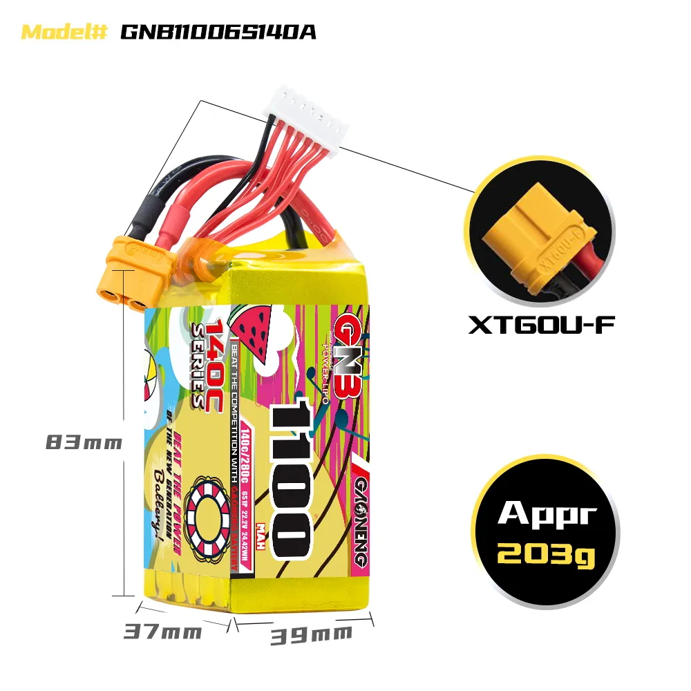 GAONENG GNB 1100mAh 6S 22.2V 140C XT60 LiPo Battery - Image 3