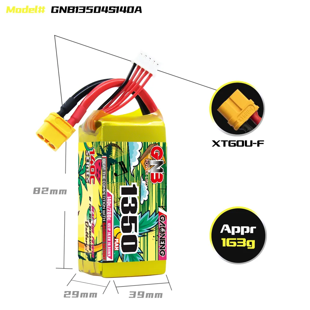 GAONENG GNB 1350mAh 4S 14.8V 140C XT60 LiPo Battery