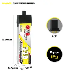 GAONENG GNB LiHV 530mAh 1S 3.8V 90C A30 Plastic Head LiPo Battery