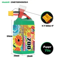 GAONENG GNB 700mAh 4S 14.8V 120C XT30 LiPo Battery