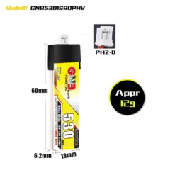 GAONENG GNB LiHV 530mAh 1S 3.8V 90C PH2.0 Plastic Head LiPo Battery