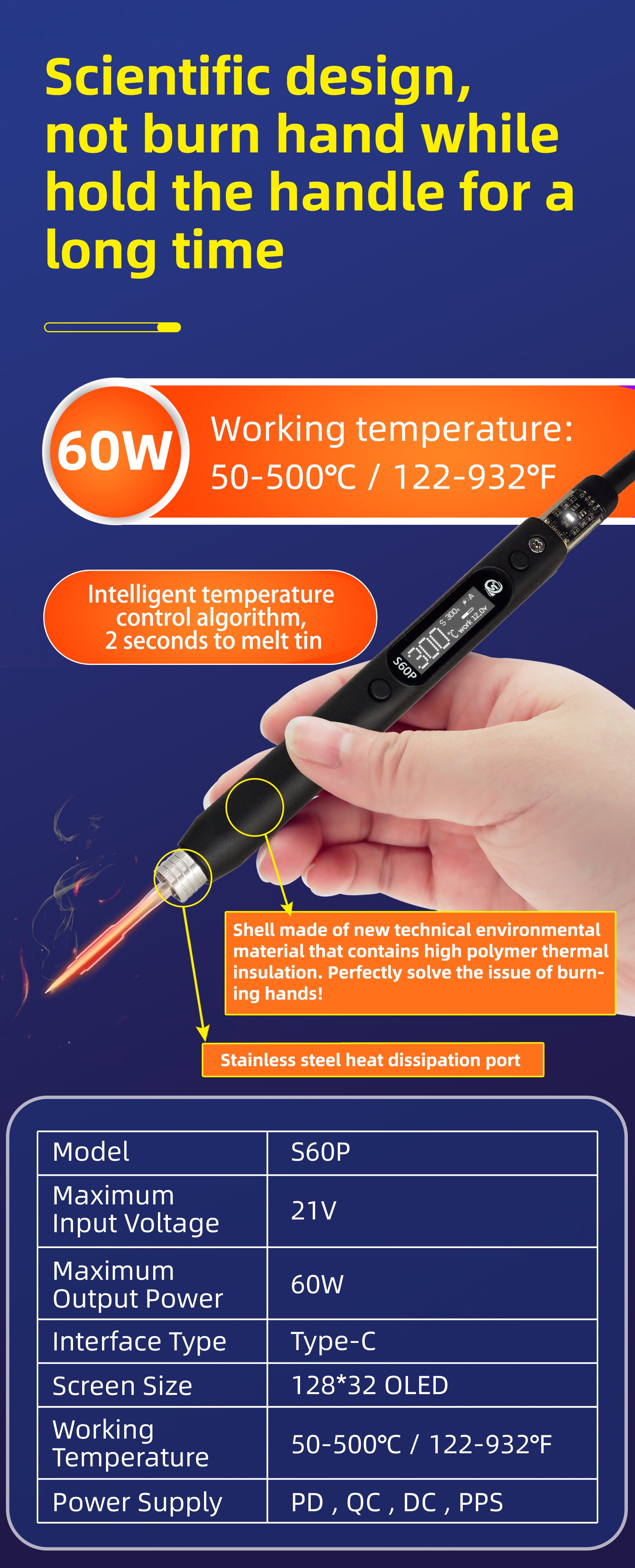 S60P soldering iron Detailed description