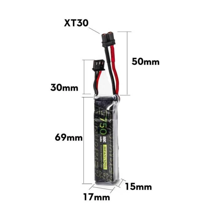 Flywoo Explorer 750mAh HV 2S1P 80C LiPo Battery (2Pcs) - XT30 - Image 3