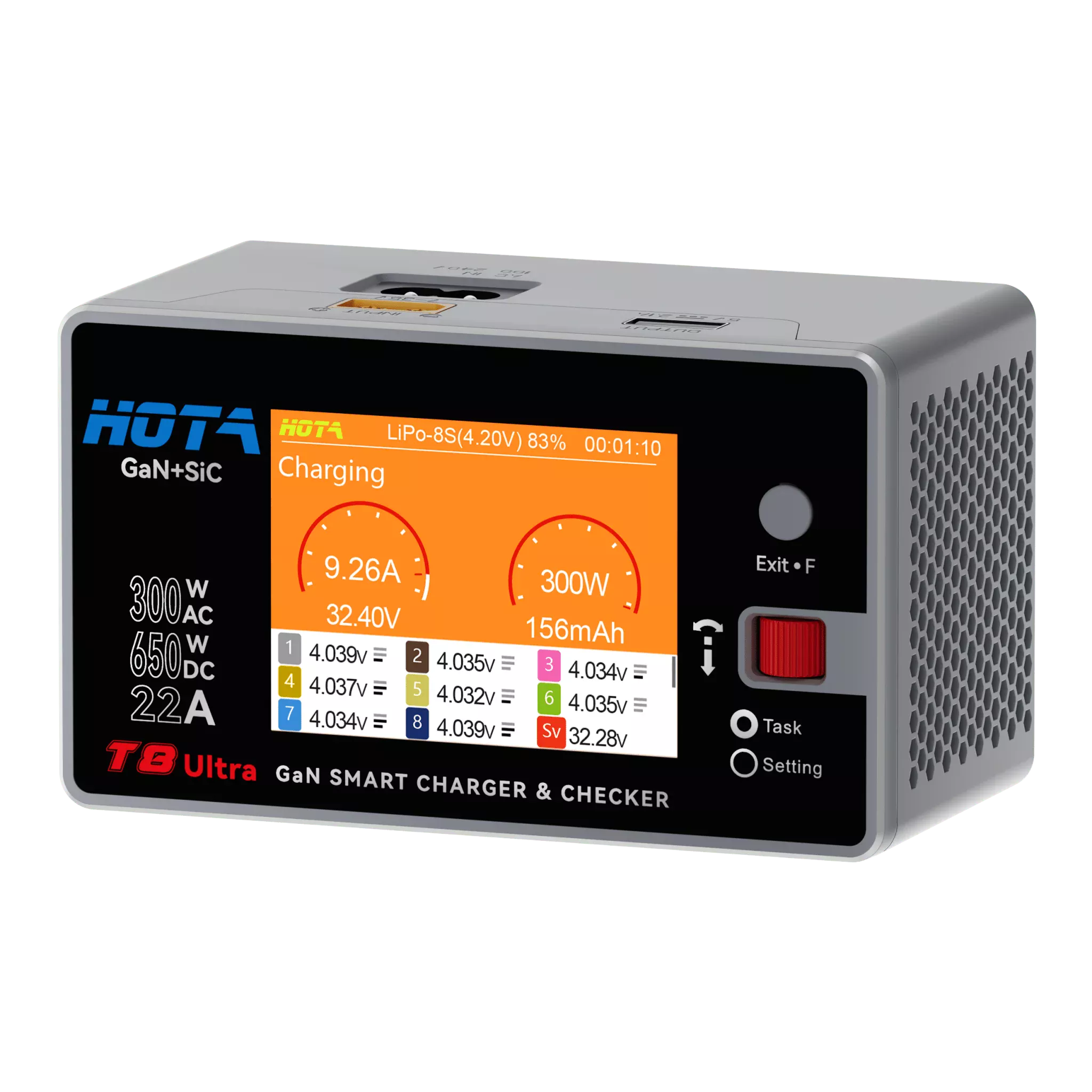 HOTA T8 Ultra – 650W 1-8S AC/DC GaN Smart Charger