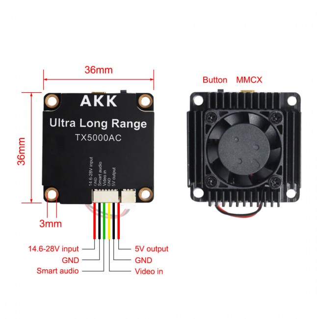 AKK TX5000AC Ultra Long Range 5W 4.9G-6G Video Transmitter - Image 2
