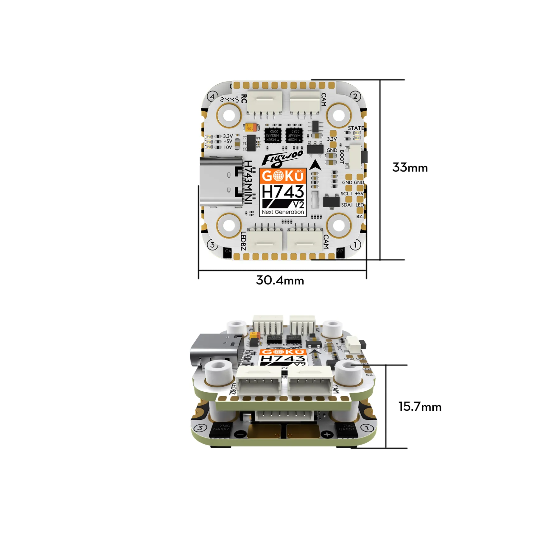 Flywoo GOKU H743 PRO Mini 45A 32Bit 128K 20*20 Stack - Image 7