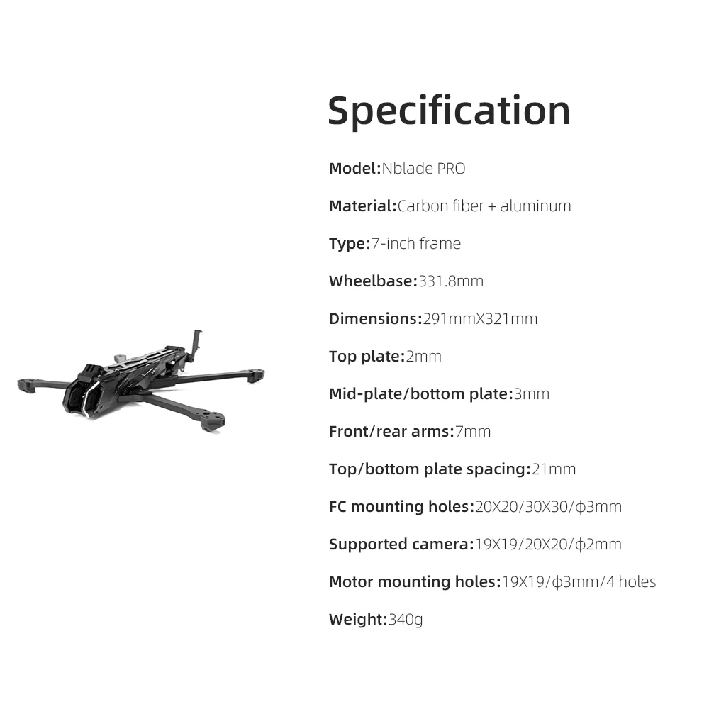 HGLRC Nblade Pro 7 inch Freestyle Cinematic FPV Frame - Image 5