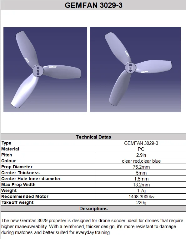 3029 Drone Soccer PC 3 Blade