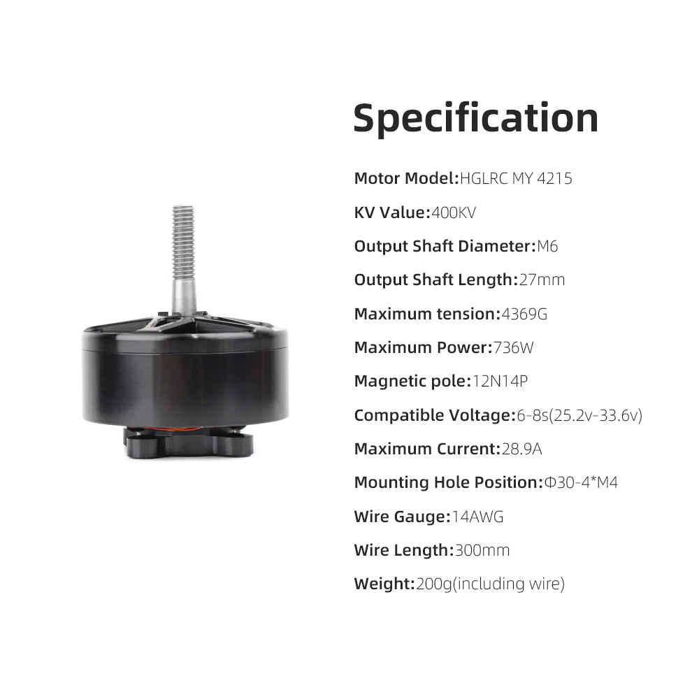HGLRC MY 4215 400KV 6-8S Brushless Motor - Image 7
